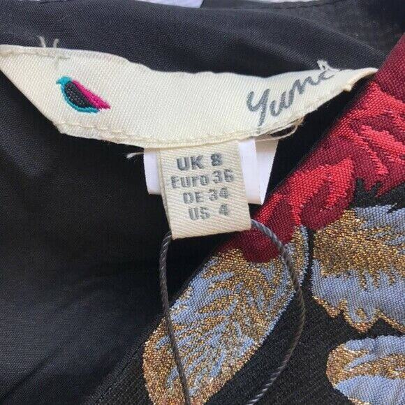 New ModCloth Yumi Black Floral Tapestry Dress Pink Red Roses‎  Sz 4 - Picture 10 of 10